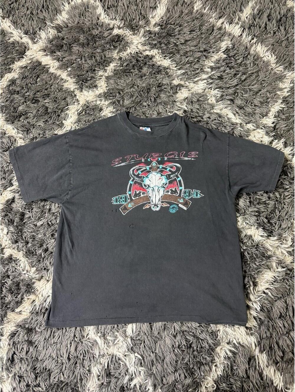 Vintage 90s Sturgis 1994 Motorcycle Rally T Shirt XL Hanes Beefy-T Single Stitch
